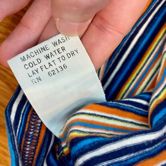 Guess Y2k Blue Orange Striped Cropped Tee Shirt Youth XLarge Womens Small/Medium - Picture 14 of 16